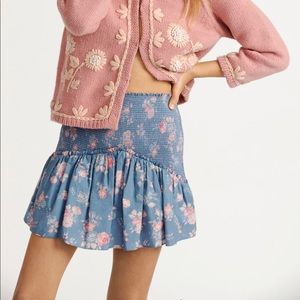 Loveshack fancy Anguilla mini skirt faded denim